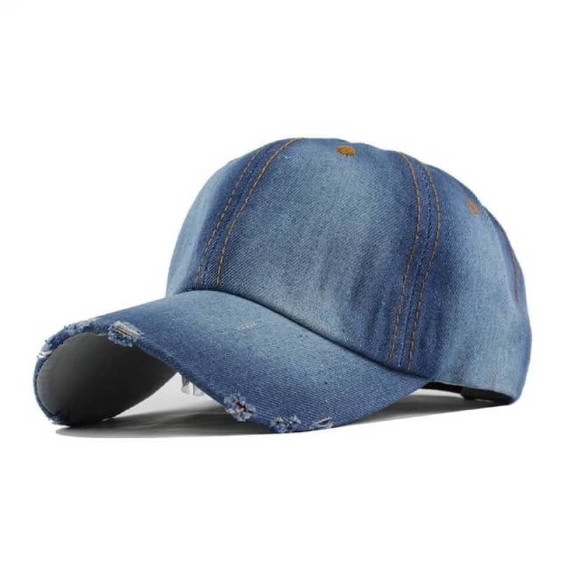 Casquette moto en jean usée