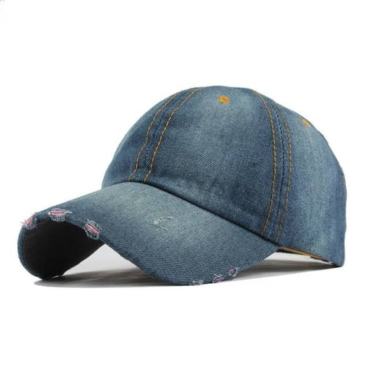 Casquette moto en jean usée