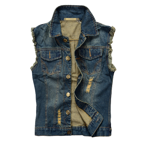 Gilet jean biker arraché
